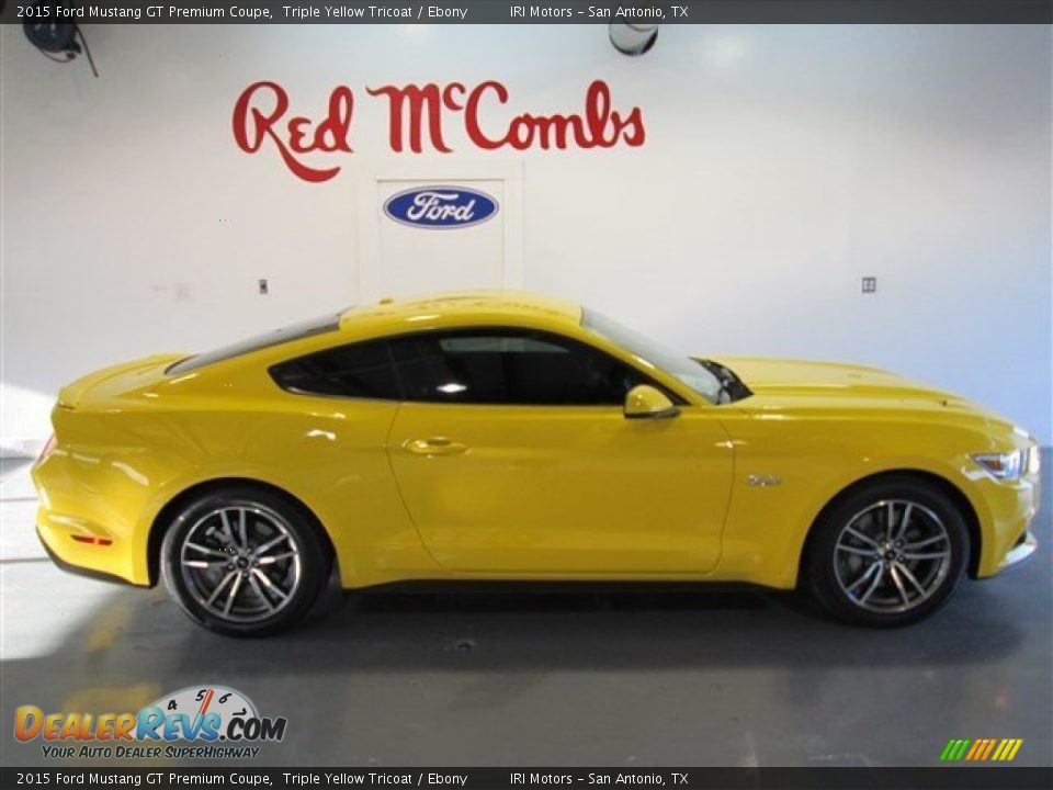 2015 Ford Mustang GT Premium Coupe Triple Yellow Tricoat / Ebony Photo #7