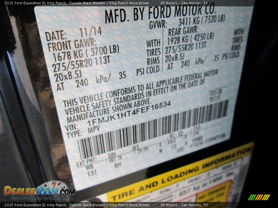 2015 Ford Expedition EL King Ranch Tuxedo Black Metallic / King Ranch Mesa Brown Photo #17