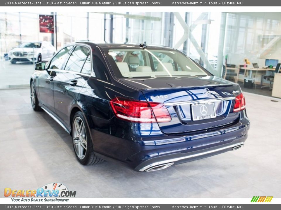 2014 Mercedes-Benz E 350 4Matic Sedan Lunar Blue Metallic / Silk Beige/Espresso Brown Photo #5