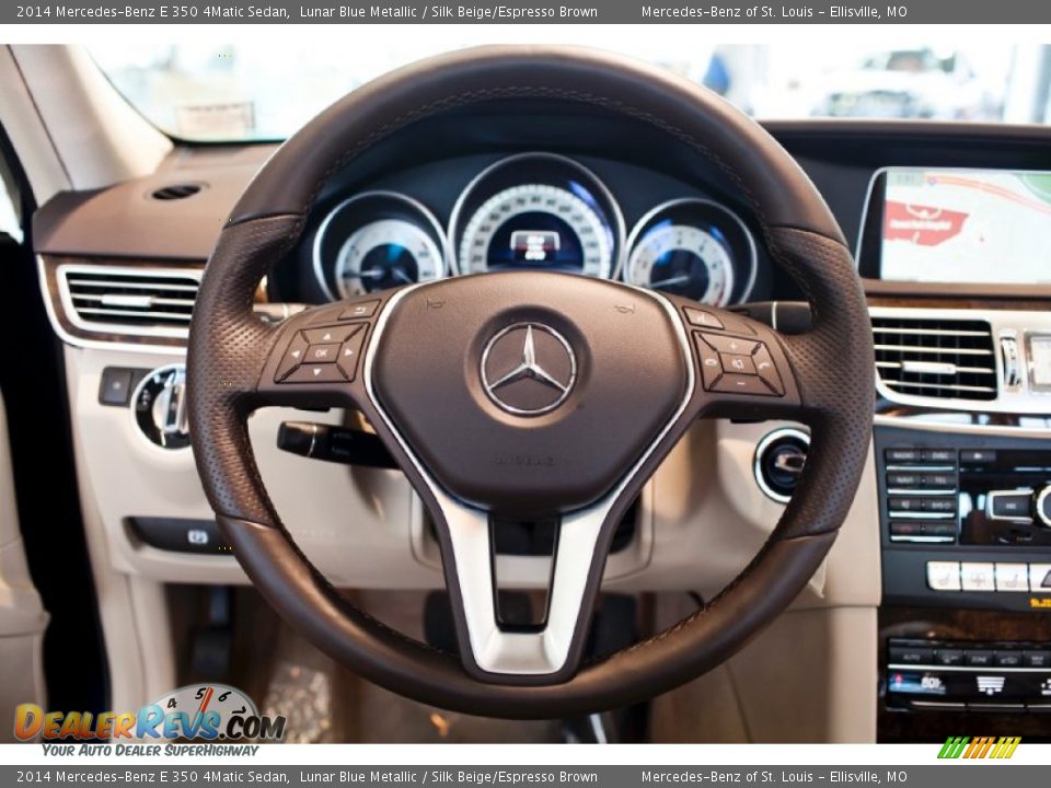 2014 Mercedes-Benz E 350 4Matic Sedan Lunar Blue Metallic / Silk Beige/Espresso Brown Photo #24