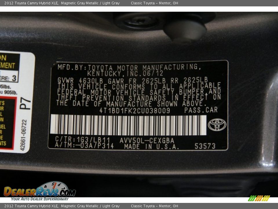 2012 Toyota Camry Hybrid XLE Magnetic Gray Metallic / Light Gray Photo #30
