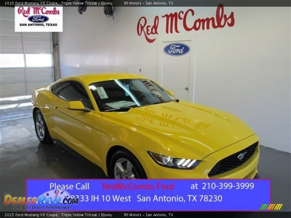 2015 Ford Mustang V6 Coupe Triple Yellow Tricoat / Ebony Photo #1