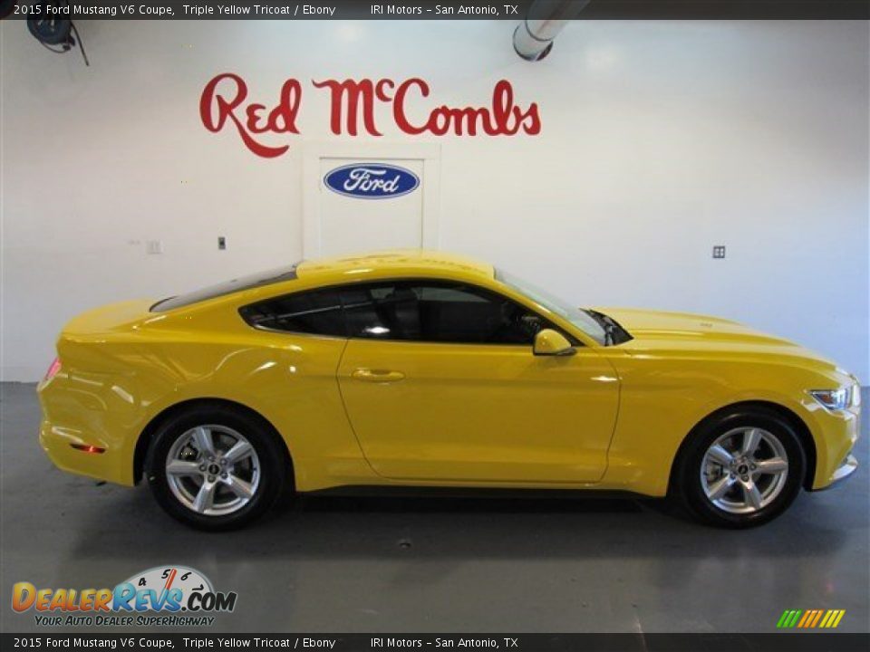 2015 Ford Mustang V6 Coupe Triple Yellow Tricoat / Ebony Photo #7