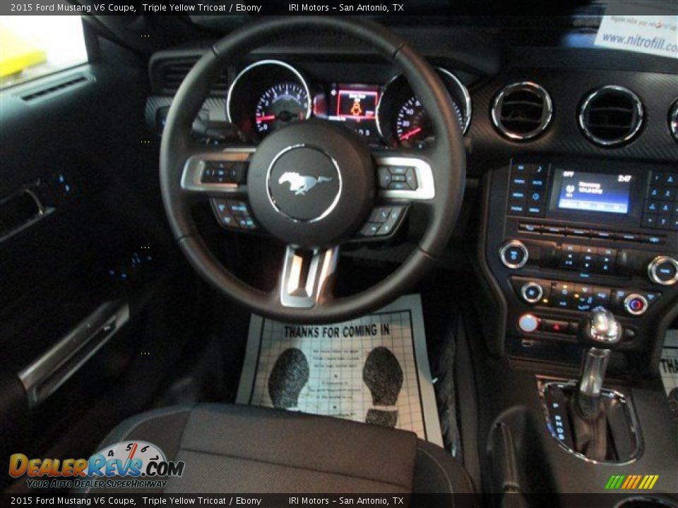2015 Ford Mustang V6 Coupe Triple Yellow Tricoat / Ebony Photo #10