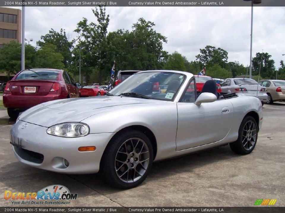 2004 Mazda MX-5 Miata Roadster Sunlight Silver Metallic / Blue Photo #1