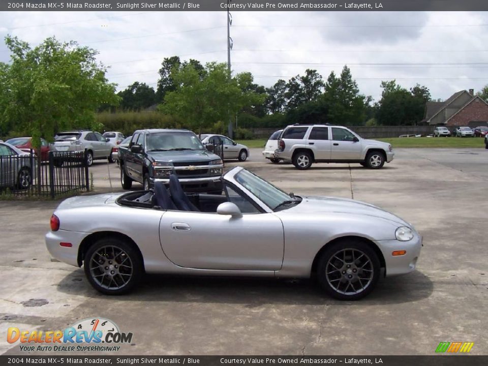 2004 Mazda MX-5 Miata Roadster Sunlight Silver Metallic / Blue Photo #5