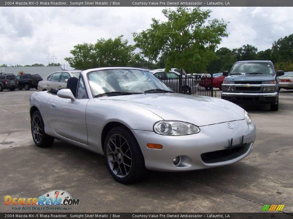 2004 Mazda MX-5 Miata Roadster Sunlight Silver Metallic / Blue Photo #6