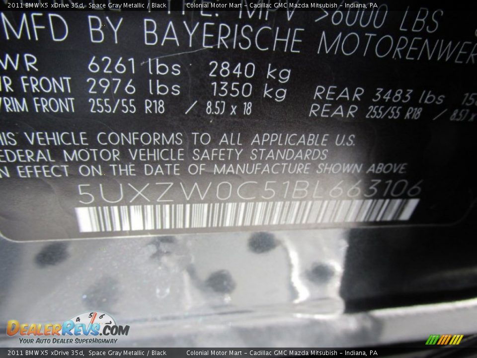 2011 BMW X5 xDrive 35d Space Gray Metallic / Black Photo #19