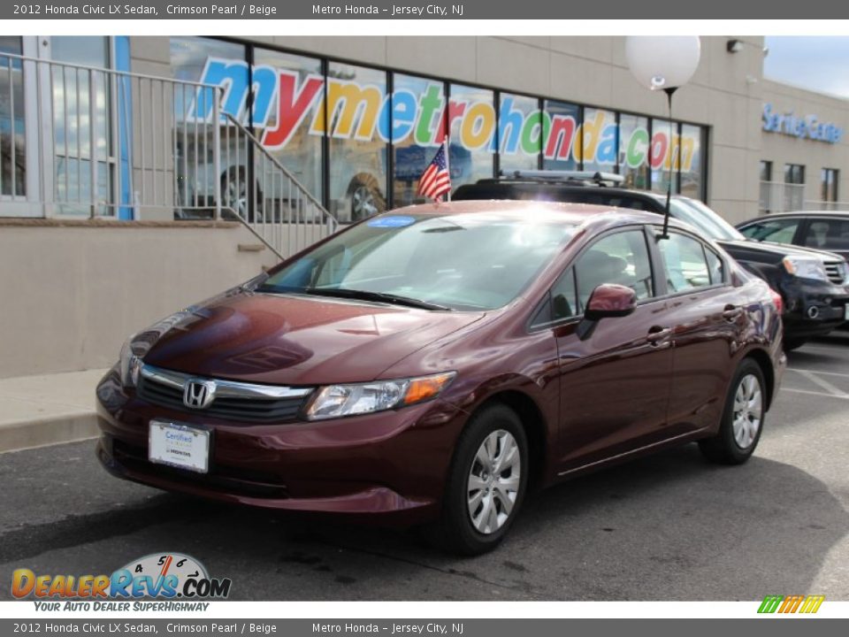 2012 Honda Civic LX Sedan Crimson Pearl / Beige Photo #1