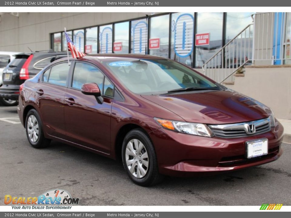 2012 Honda Civic LX Sedan Crimson Pearl / Beige Photo #3