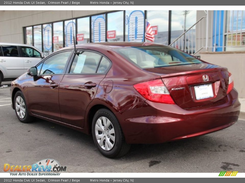 2012 Honda Civic LX Sedan Crimson Pearl / Beige Photo #7