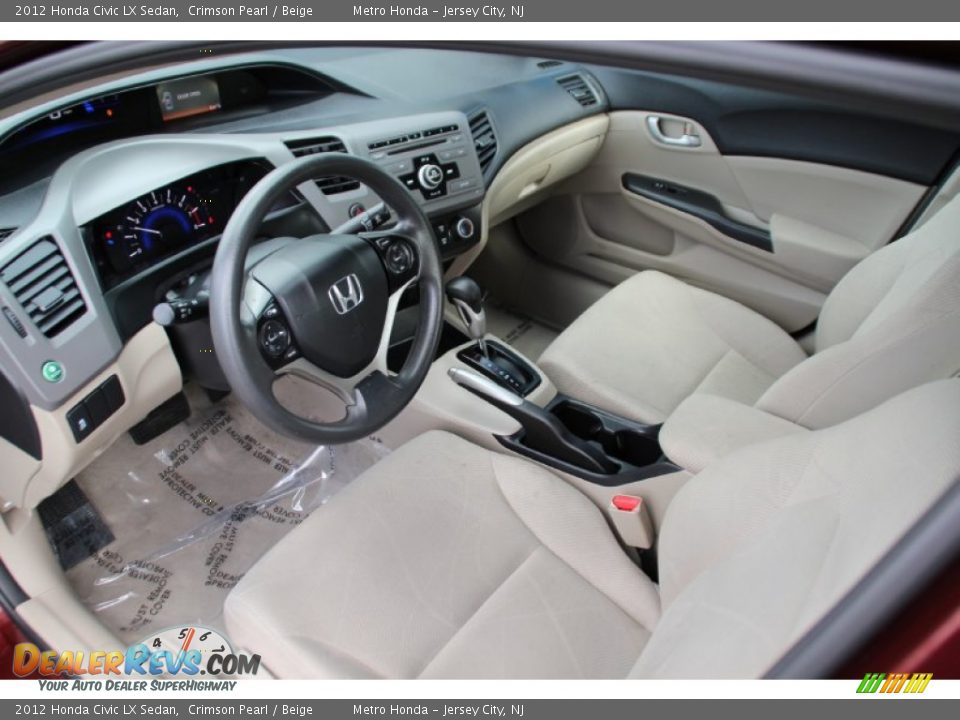 2012 Honda Civic LX Sedan Crimson Pearl / Beige Photo #11