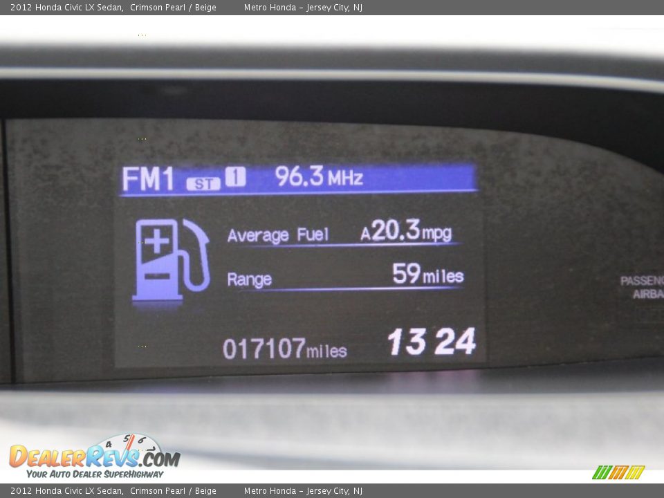 2012 Honda Civic LX Sedan Crimson Pearl / Beige Photo #19