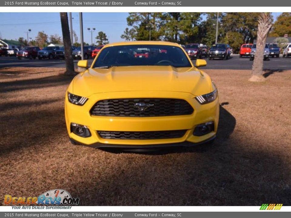 2015 Ford Mustang EcoBoost Coupe Triple Yellow Tricoat / Ebony Photo #2