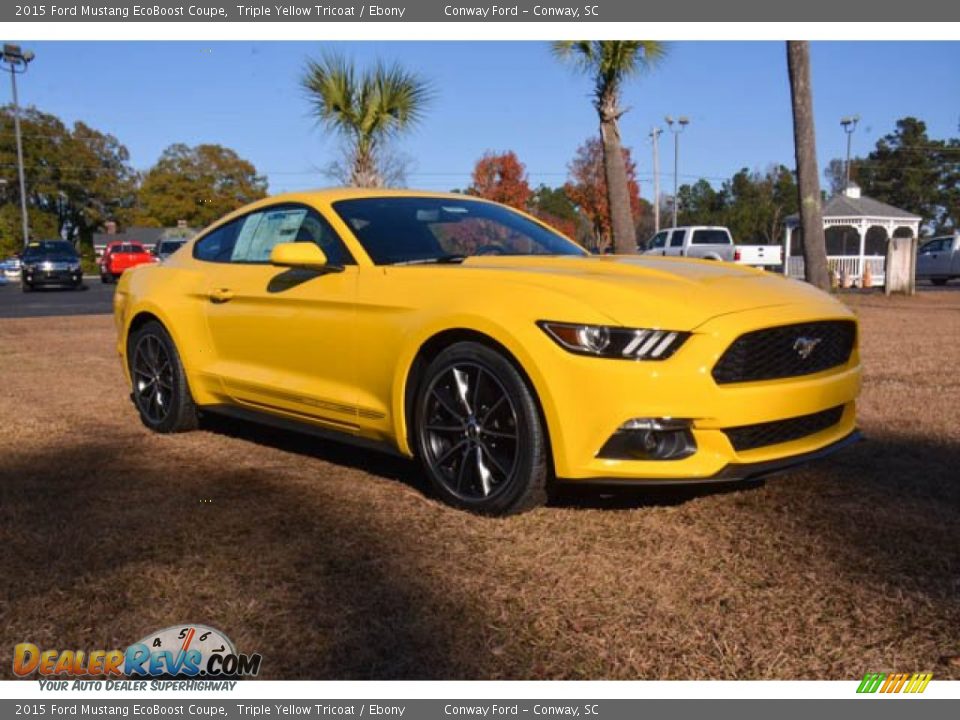 Triple Yellow Tricoat 2015 Ford Mustang EcoBoost Coupe Photo #3