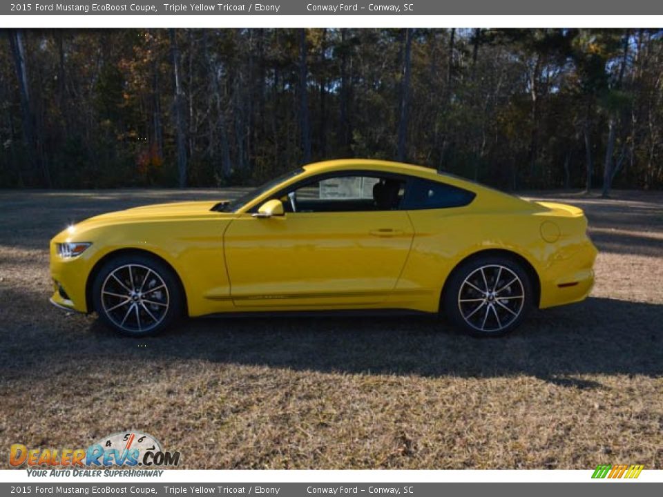 2015 Ford Mustang EcoBoost Coupe Triple Yellow Tricoat / Ebony Photo #8