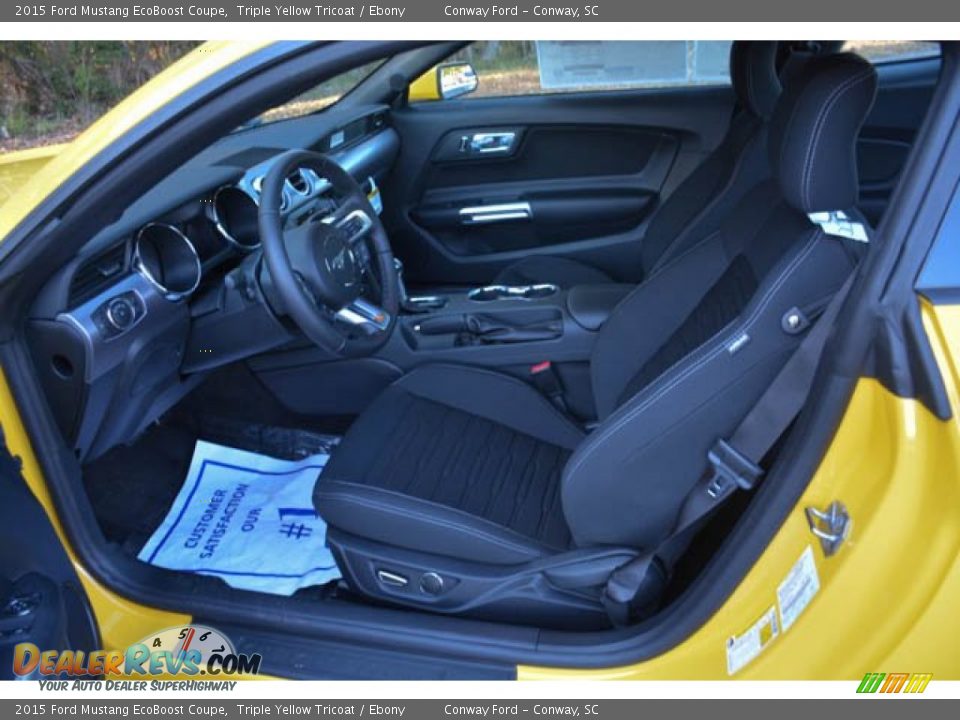 Ebony Interior - 2015 Ford Mustang EcoBoost Coupe Photo #10