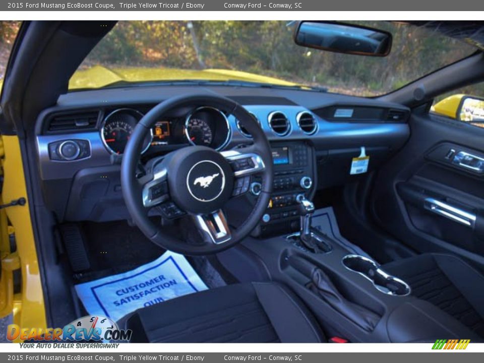 Ebony Interior - 2015 Ford Mustang EcoBoost Coupe Photo #12