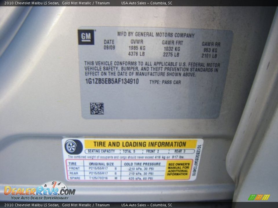 2010 Chevrolet Malibu LS Sedan Gold Mist Metallic / Titanium Photo #21