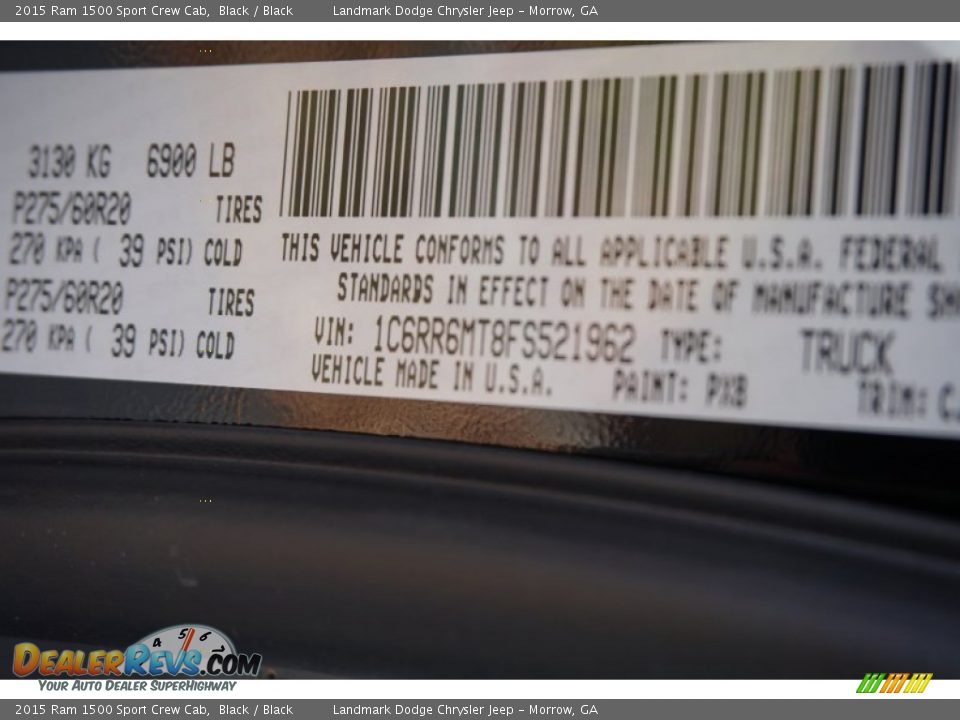 2015 Ram 1500 Sport Crew Cab Black / Black Photo #10