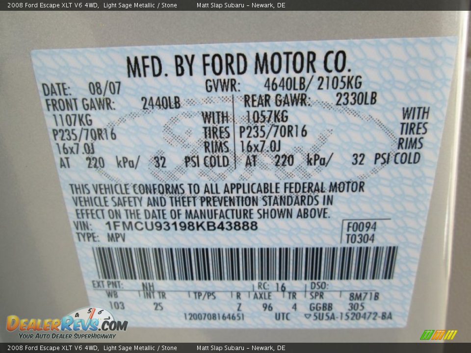 2008 Ford Escape XLT V6 4WD Light Sage Metallic / Stone Photo #28