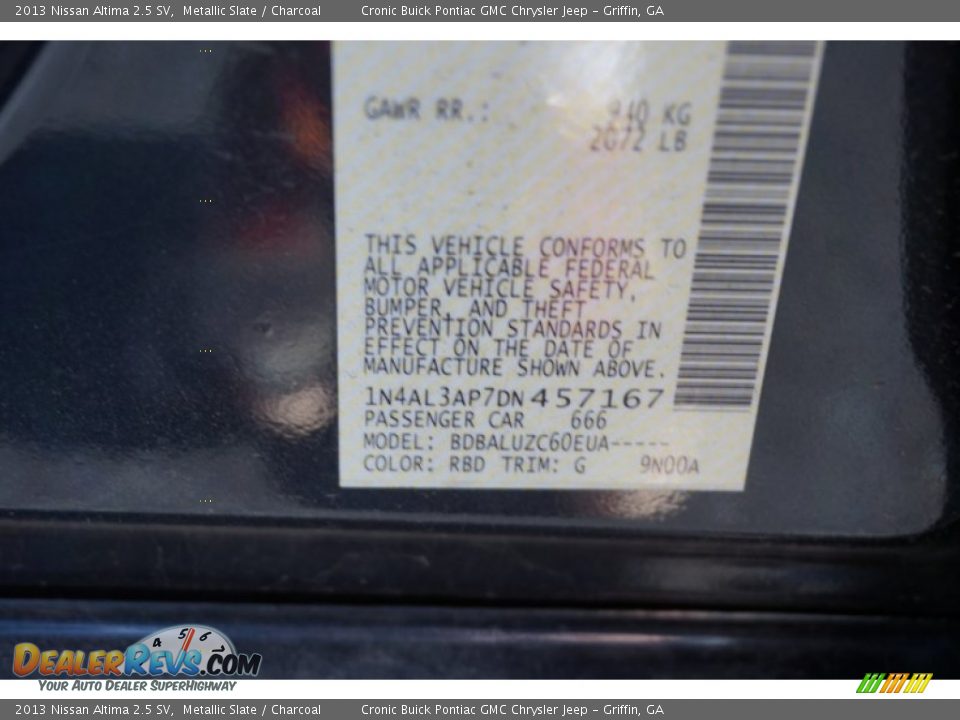 2013 Nissan Altima 2.5 SV Metallic Slate / Charcoal Photo #24