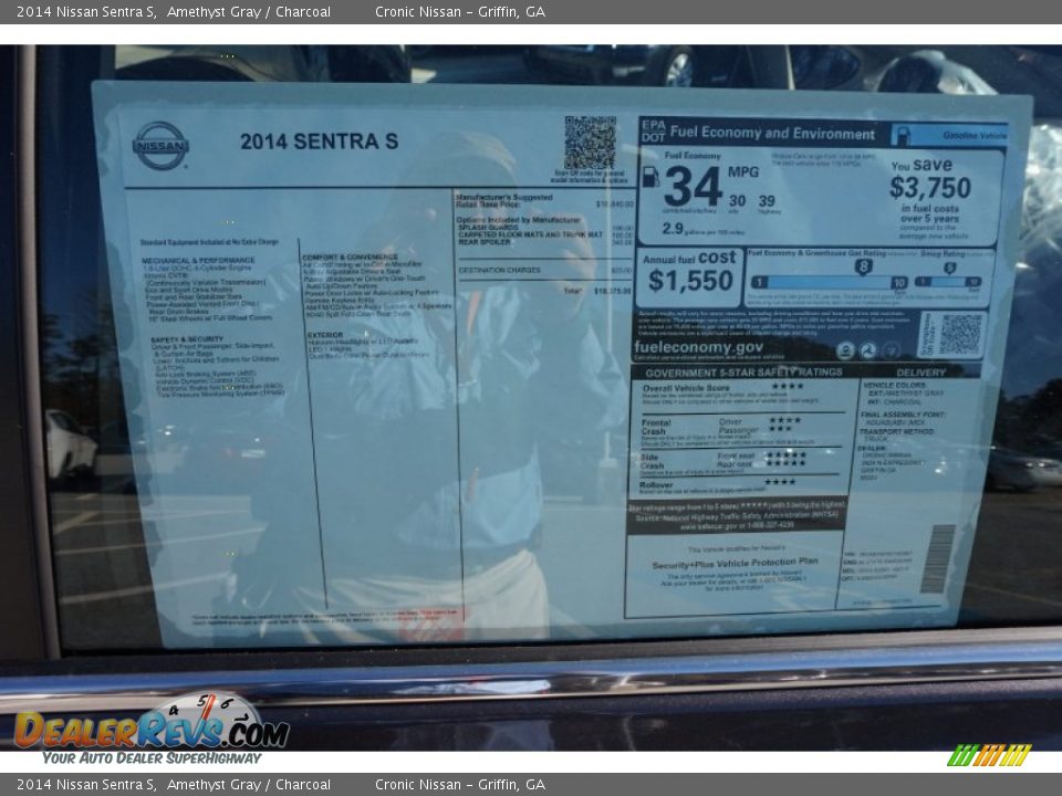 2014 Nissan Sentra S Amethyst Gray / Charcoal Photo #13