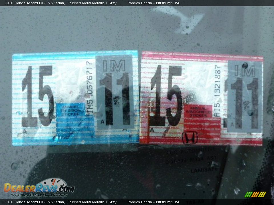 2010 Honda Accord EX-L V6 Sedan Polished Metal Metallic / Gray Photo #19