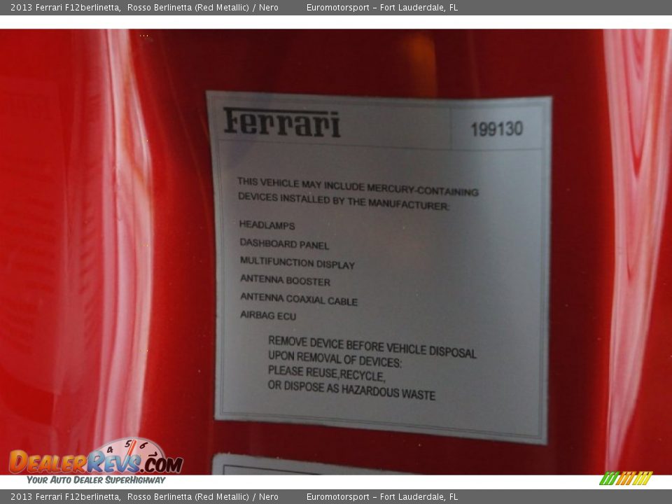 Info Tag of 2013 Ferrari F12berlinetta  Photo #26