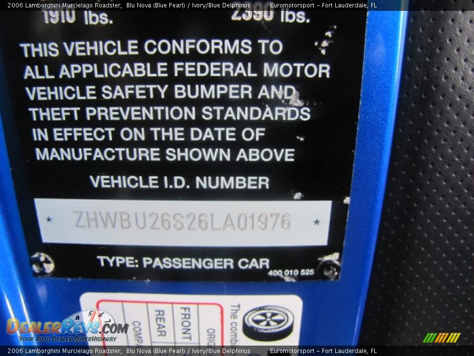 2006 Lamborghini Murcielago Roadster Blu Nova (Blue Pearl) / Ivory/Blue Delphinus Photo #41