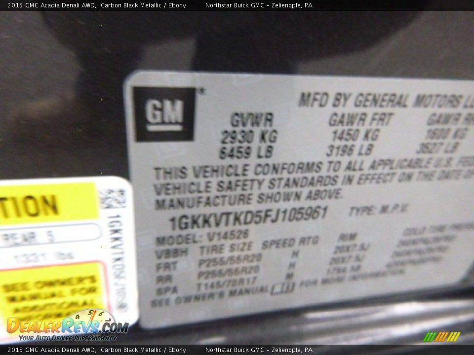 2015 GMC Acadia Denali AWD Carbon Black Metallic / Ebony Photo #19