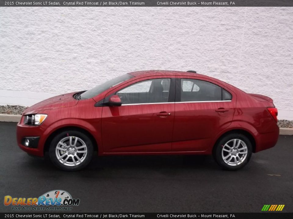 2015 Chevrolet Sonic LT Sedan Crystal Red Tintcoat / Jet Black/Dark Titanium Photo #2