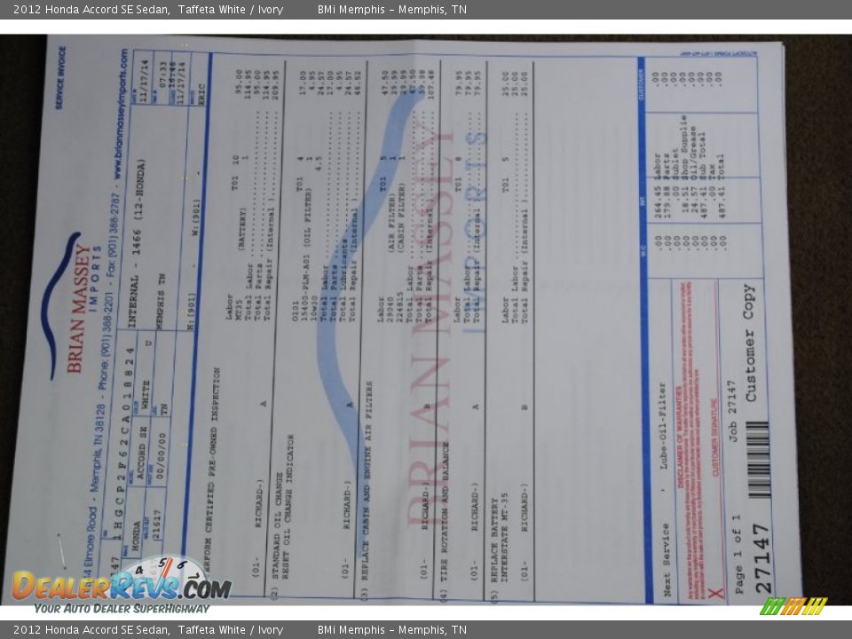 2012 Honda Accord SE Sedan Taffeta White / Ivory Photo #25