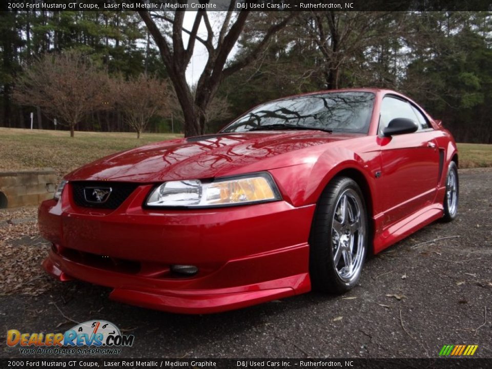 2000 Ford Mustang GT Coupe Laser Red Metallic / Medium Graphite Photo #3