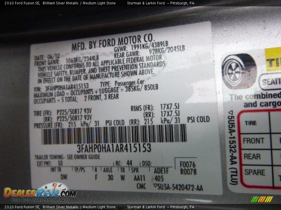 2010 Ford Fusion SE Brilliant Silver Metallic / Medium Light Stone Photo #14