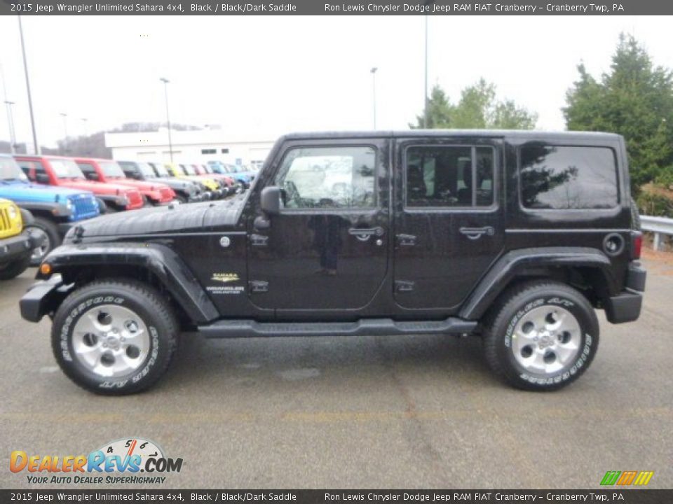 2015 Jeep Wrangler Unlimited Sahara 4x4 Black / Black/Dark Saddle Photo #2