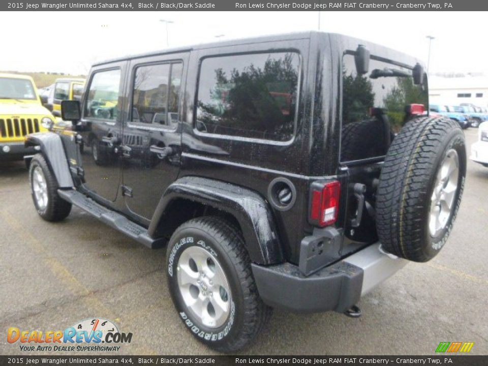 2015 Jeep Wrangler Unlimited Sahara 4x4 Black / Black/Dark Saddle Photo #3