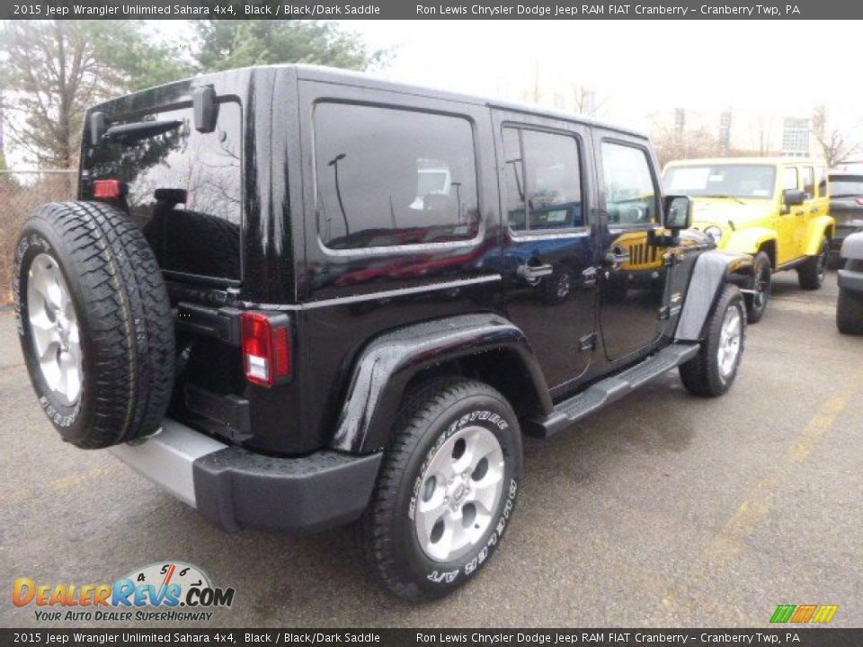 2015 Jeep Wrangler Unlimited Sahara 4x4 Black / Black/Dark Saddle Photo #6