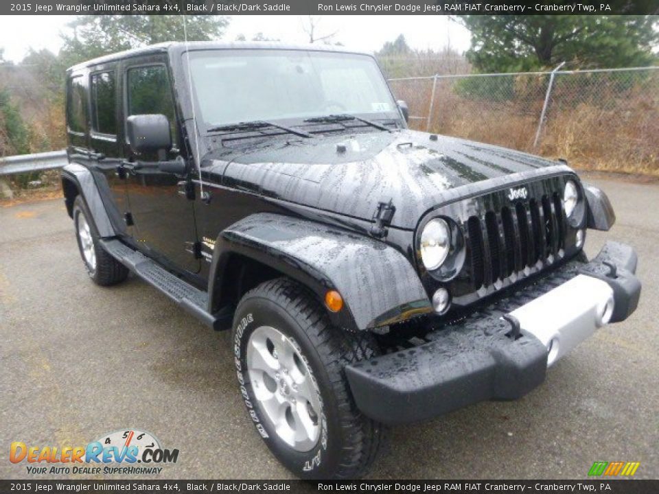 2015 Jeep Wrangler Unlimited Sahara 4x4 Black / Black/Dark Saddle Photo #8