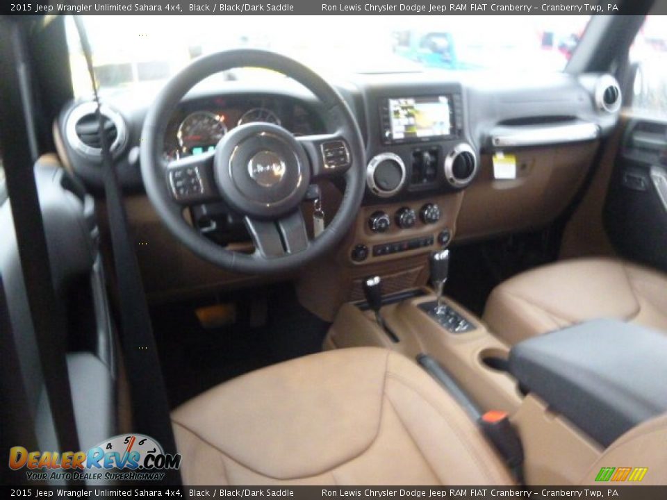 2015 Jeep Wrangler Unlimited Sahara 4x4 Black / Black/Dark Saddle Photo #15