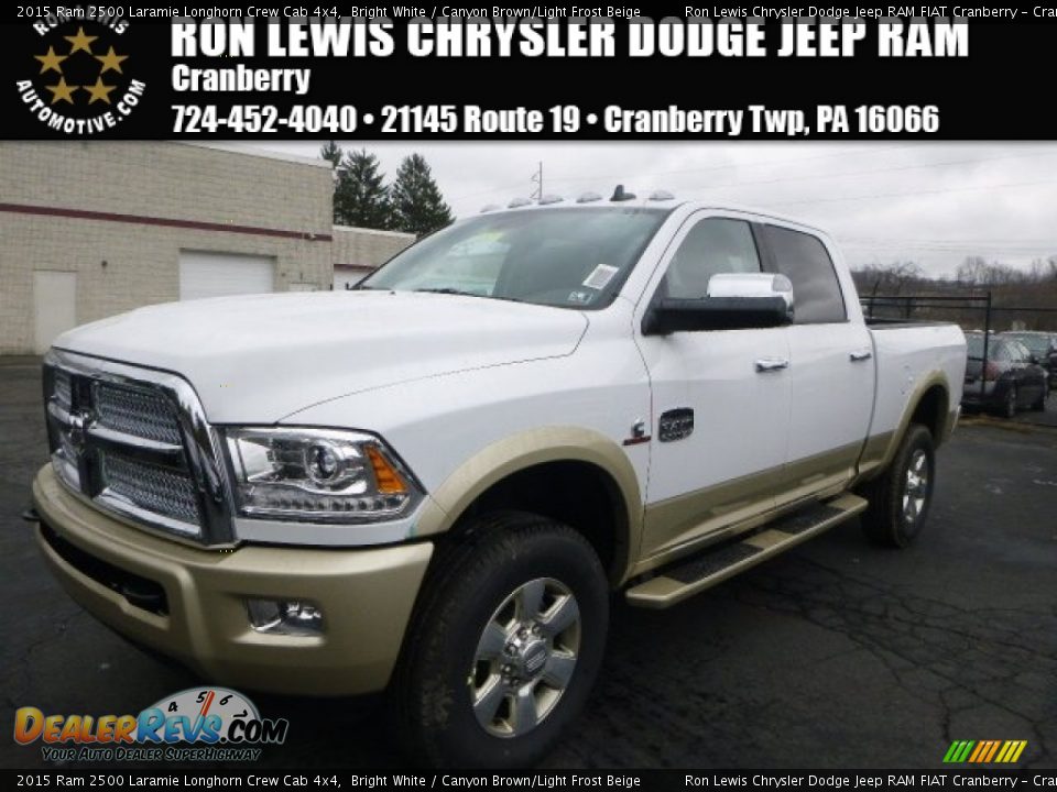 2015 Ram 2500 Laramie Longhorn Crew Cab 4x4 Bright White / Canyon Brown/Light Frost Beige Photo #1