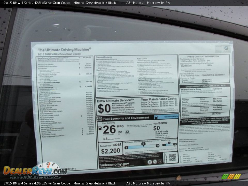 2015 BMW 4 Series 428i xDrive Gran Coupe Mineral Grey Metallic / Black Photo #3
