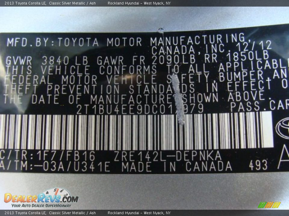 2013 Toyota Corolla LE Classic Silver Metallic / Ash Photo #29