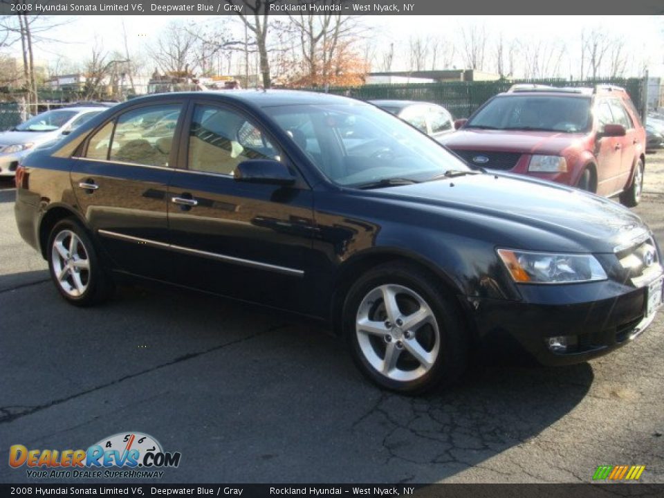 2008 Hyundai Sonata Limited V6 Deepwater Blue / Gray Photo #3