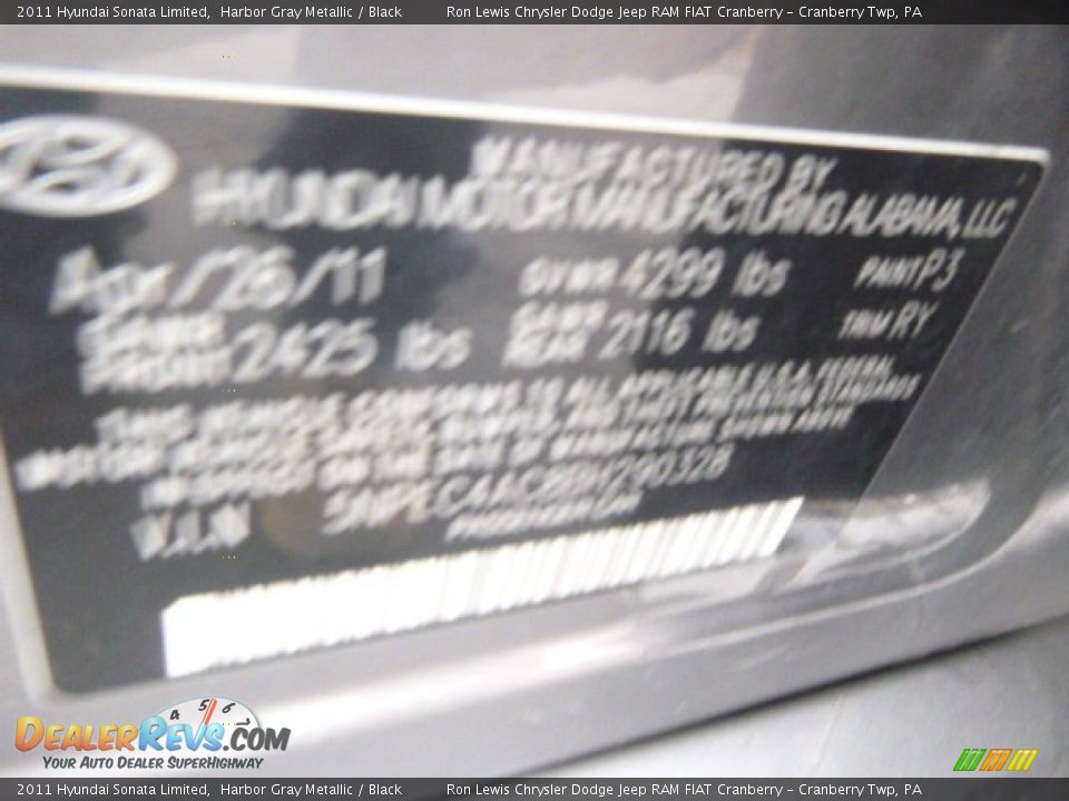 2011 Hyundai Sonata Limited Harbor Gray Metallic / Black Photo #20