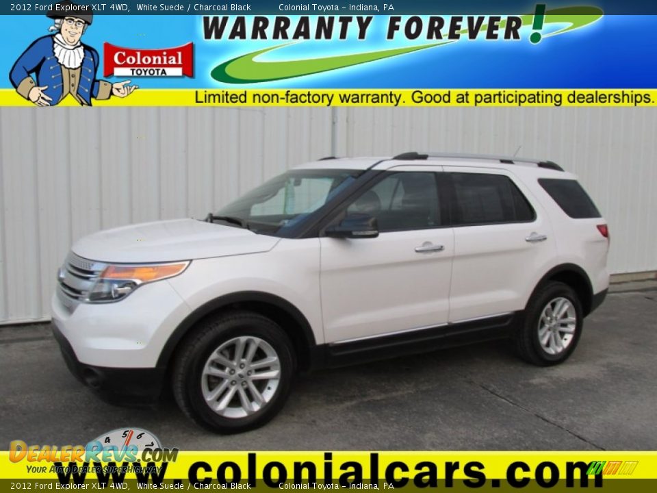 2012 Ford Explorer XLT 4WD White Suede / Charcoal Black Photo #1