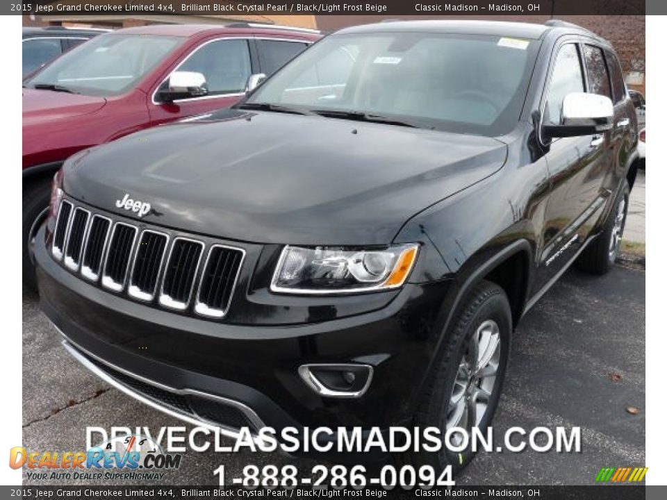 2015 Jeep Grand Cherokee Limited 4x4 Brilliant Black Crystal Pearl / Black/Light Frost Beige Photo #1