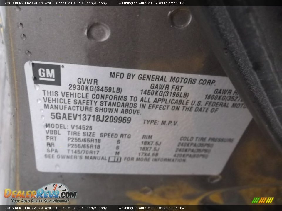 2008 Buick Enclave CX AWD Cocoa Metallic / Ebony/Ebony Photo #19