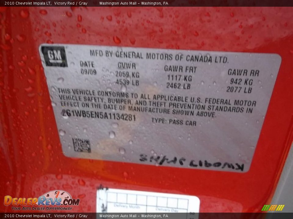 2010 Chevrolet Impala LT Victory Red / Gray Photo #19