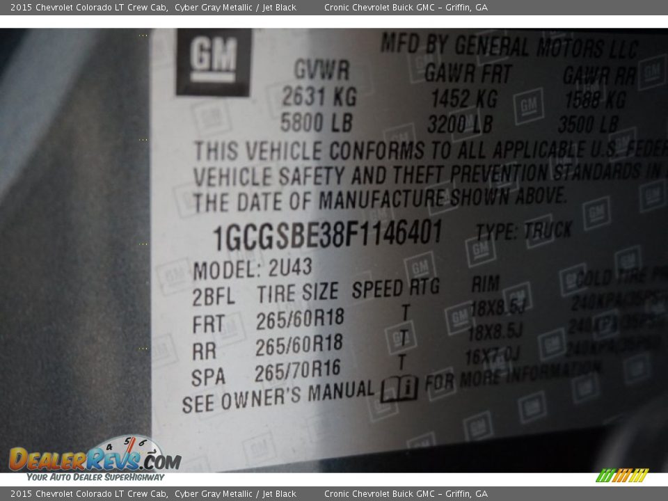 2015 Chevrolet Colorado LT Crew Cab Cyber Gray Metallic / Jet Black Photo #12